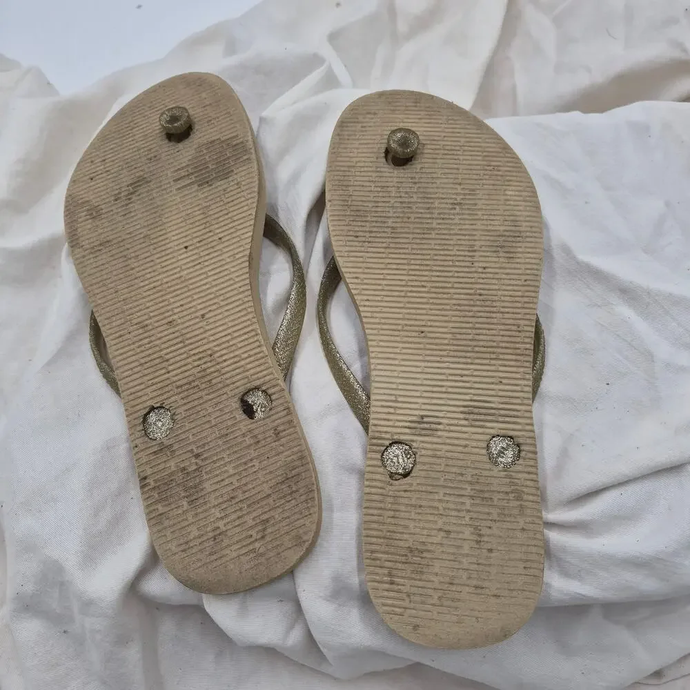 Havaianas Slim Stripe bronze Flip Flop Sandals Womens 7/8 39/40_4